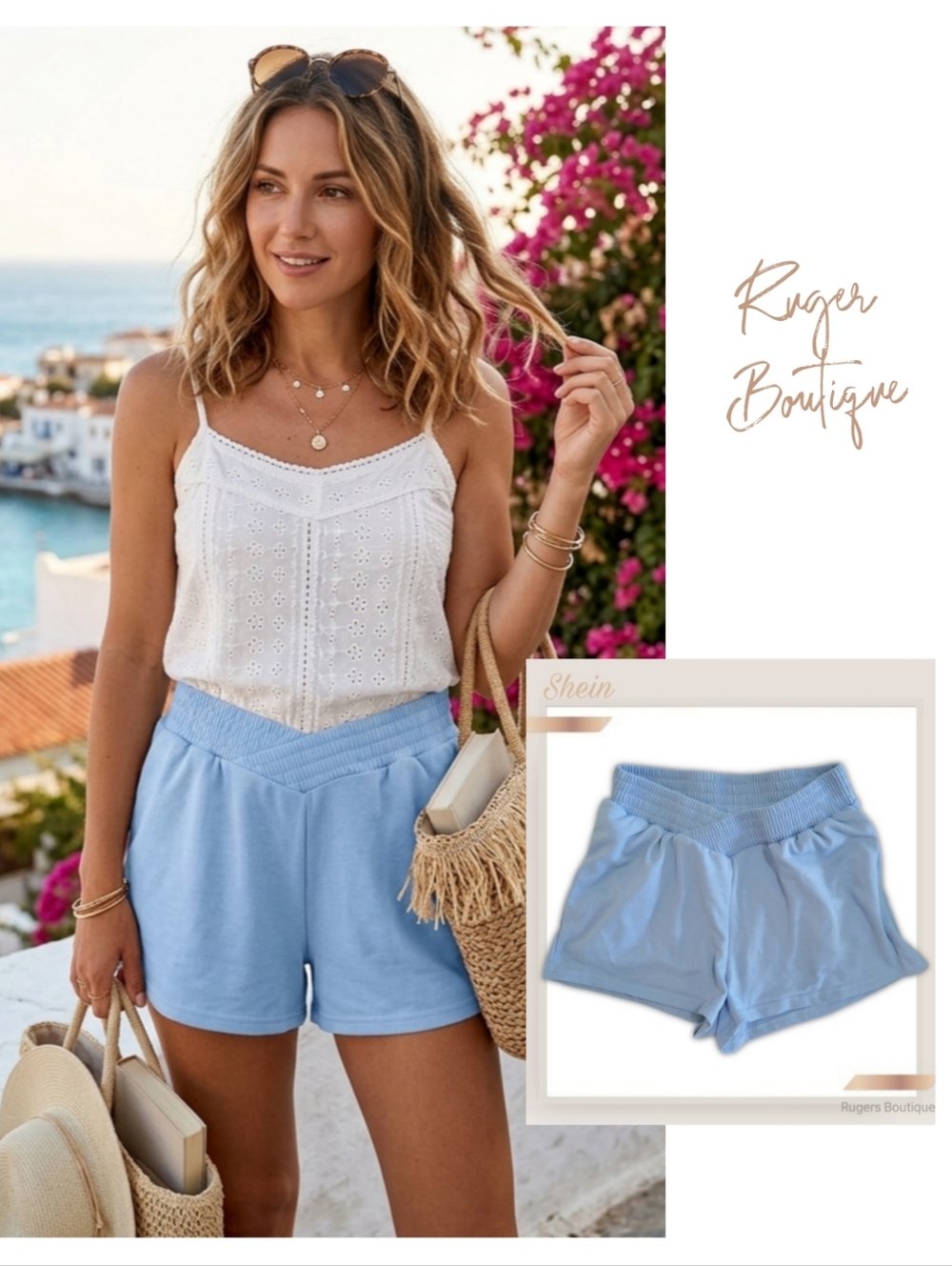 🌿Shein Womens Small Light Blue Crossover Shorts